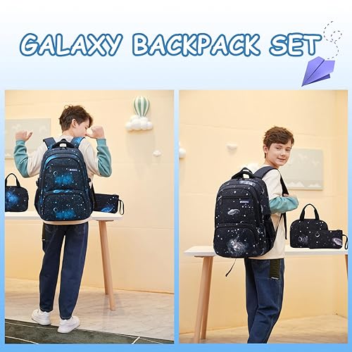 Armbq 3Pcs Galaxy Backpack Boys Backpack Primary and Middle School