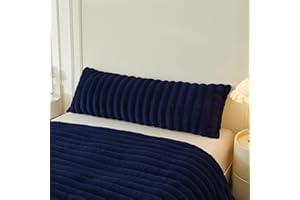 MEGO Fluffy Faux Rabbit Fur Body Pillow Cover, Luxury Plush Fuzzy Striped 20x54 Bed Body Pillowcase, Shaggy Furry Ribbed Bedr