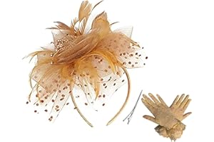 QIYIFAN Women's Feather Mesh Flower Fascinator with Headband and Clip Wedding Tea Party Kentucky Derby Fascinator Hats