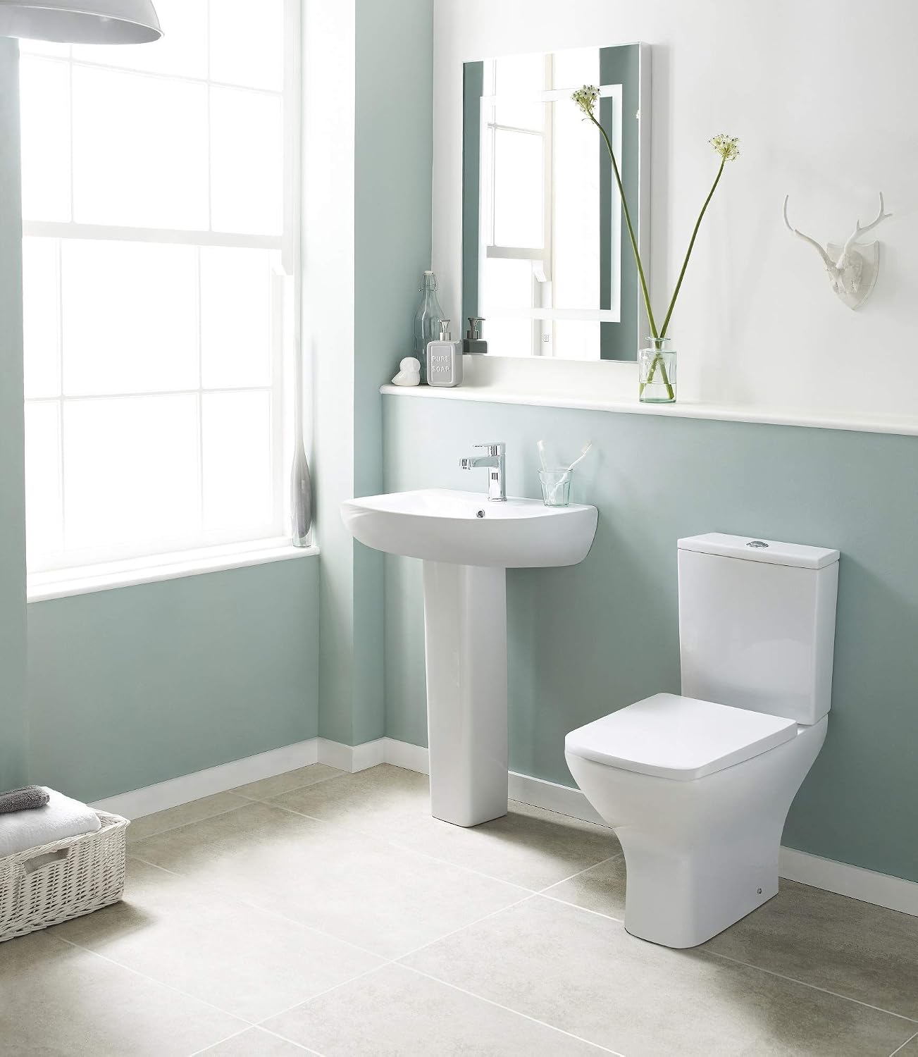 Nuie NCG450 Ava Modern Bathroom Rimless Coupled Toilet Pan, Dual Flush Cistern and Soft Close Seat, White - Image 3
