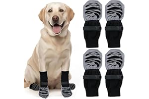 YQkangzhu 4 Pcs Non Slip Dog Socks to Prevent Licking Paws, Double-Sided Anti-Slip Dogs Grip Socks with Grippers Traction Con