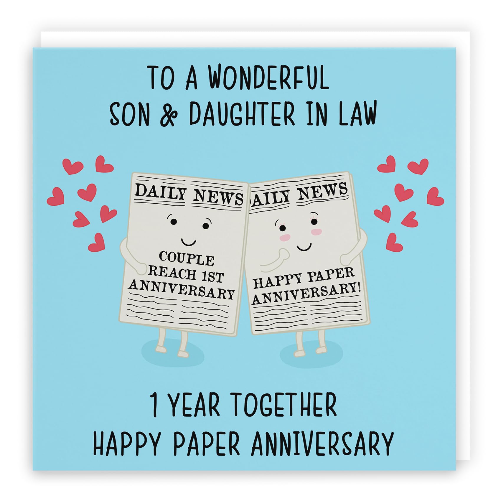 Hunts England - Son And Daughter In Law 1st Anniversary Card - Fun Cute Anniversary Card - 1 Year Together - Happy Paper Anniversary - Iconic Collection — image 1