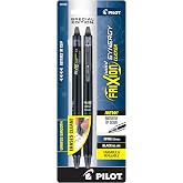 PILOT FriXion Synergy Clicker Erasable Retractable &amp; Refillable Gel Pens, 0.5mm Extra-Fine Point, Black Barrel, Black Ink, Pack Of 2 Pens