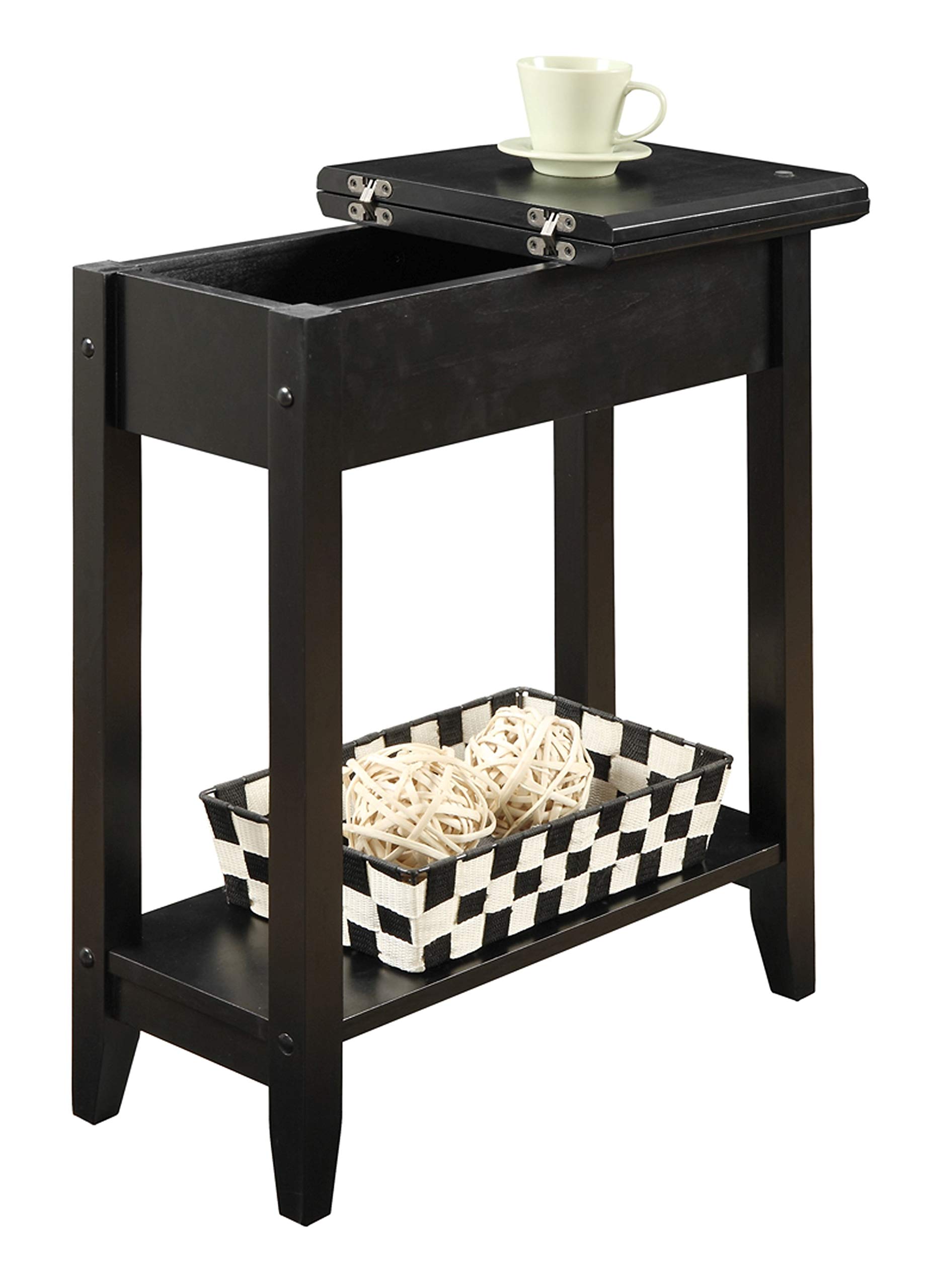 Convenience Concepts American Heritage Flip Top End Table, Black