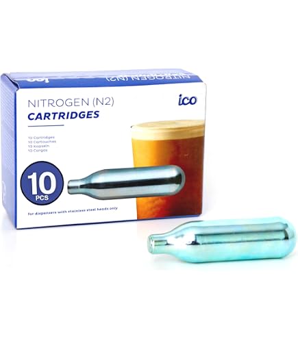 ICO 30-Pack 8g CO2 Cartridges For Soda Makers - Food Grade, Non-Threaded, Compatible With Most Sparkling Water Machines