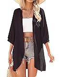 Yekaty Plus Size Kimono Cardigan 3/4 Sleeve Summer