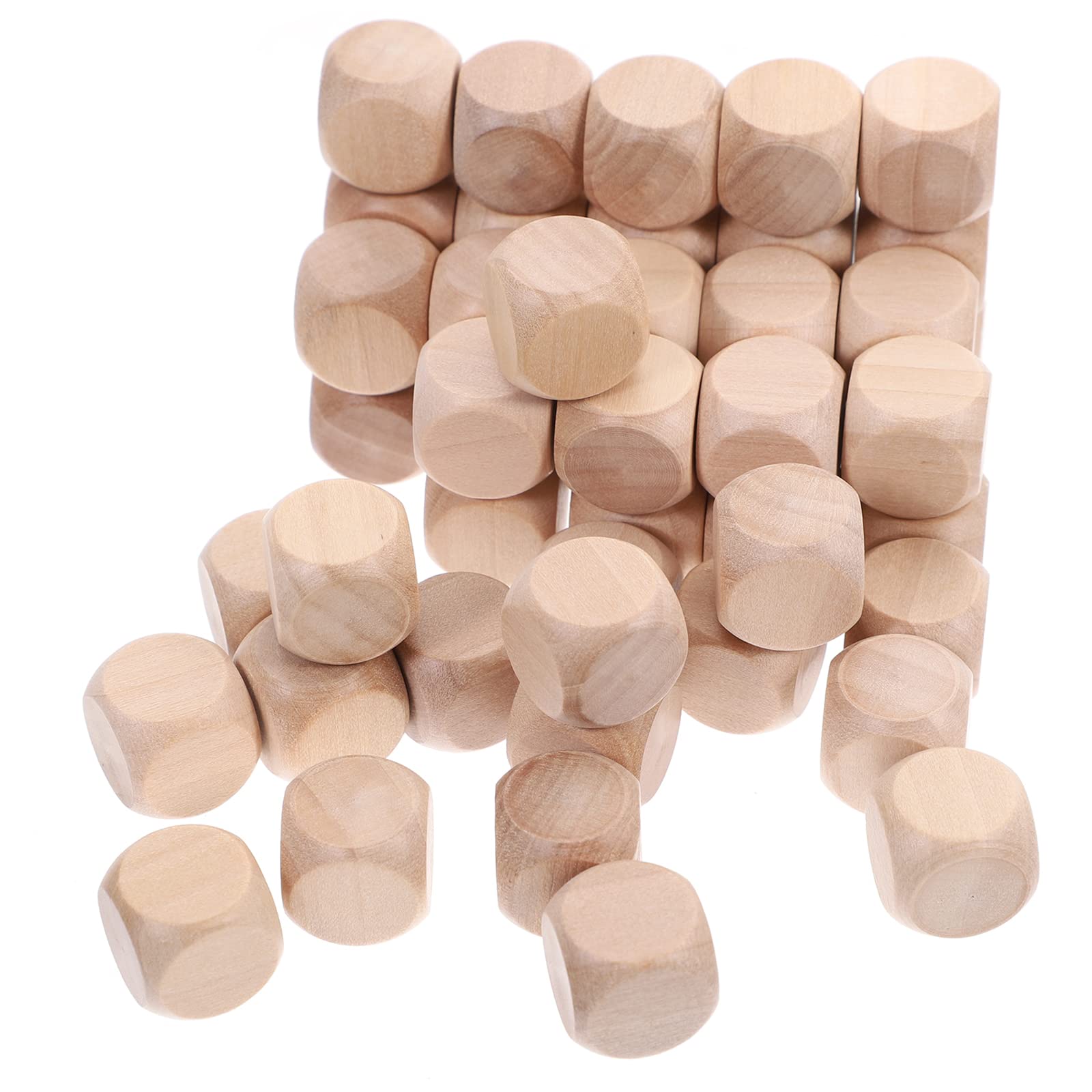 VILLCASE Wooden Dice, Blank Dice Unpainted Wooden Dice Wood Square Cubes Dice Blank Wooden Plain Dice for DIY Art & Crafts 16mm 50pcs