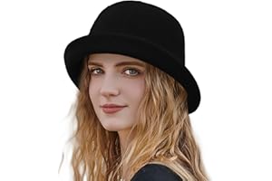COLORSUN Women Winter Knit 1920s Vintage Bucket Bowler Hat Round Brim Warm Hat
