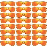 Geopty 12/24 Pack Wholesale 80s 90s Retro Neon Party Clear Frame Colorful Mirrored Sunglasses Bulk for Men Women