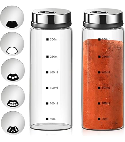 Lot De 2 Pots à épices Sel Et Poivre En Verre – Anti-encrassement, Couvercle Hermétique, Avec 2 Tailles De Trou Et étiquettes