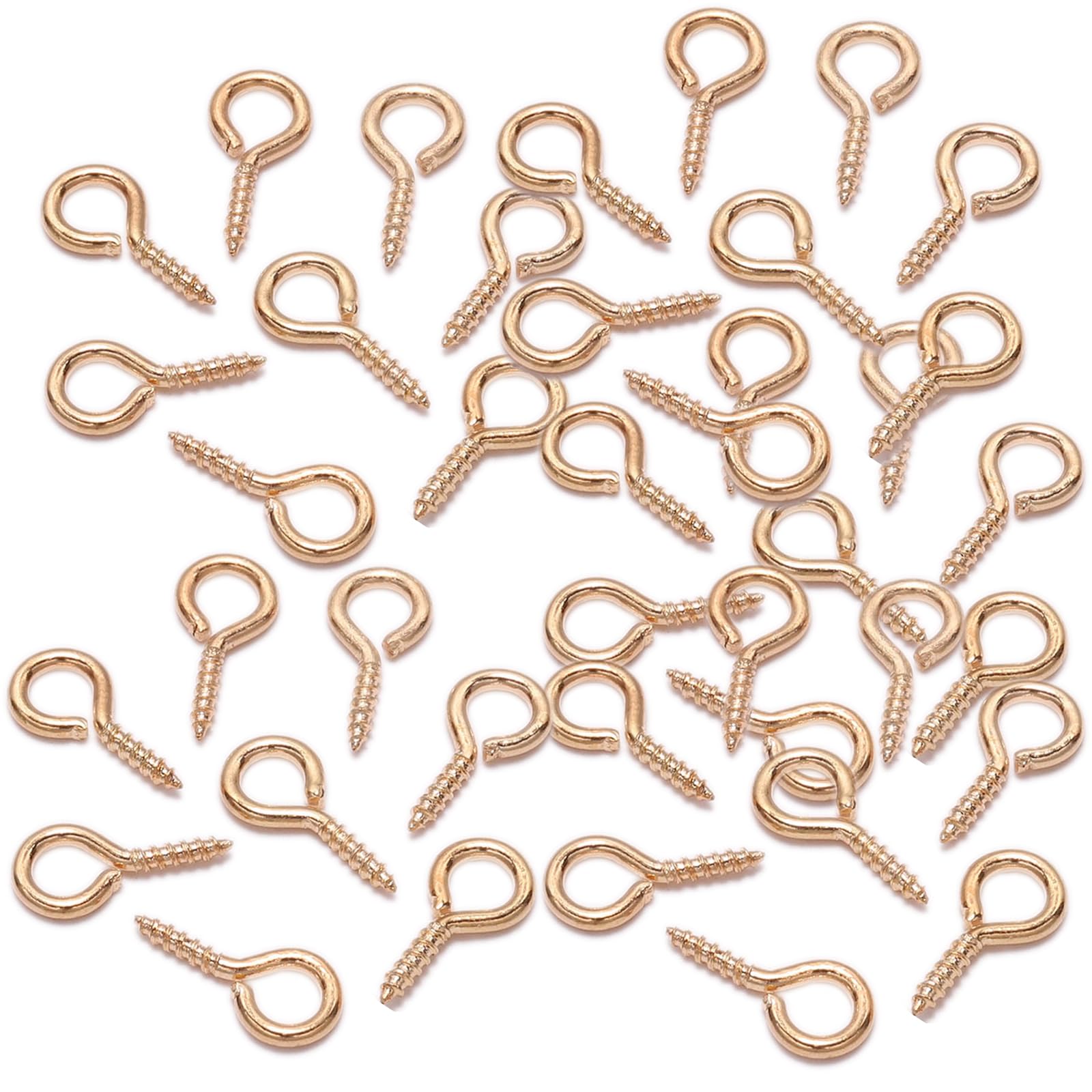 Globellapro 400pcs KC Gold 6*13mm Mini Metal Goat's Eye Screws, Eye Bolts Screws