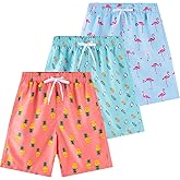 Todbiccz Boys Swim Trunks 3 Pack, Quick Dry Bathing Suit, UPF 50+, Mesh Lining, Beach Shorts for 5-16 Years