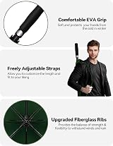 TECKNET Golf Umbrella Large 68 Inch Windproof Auto Open Green view 3