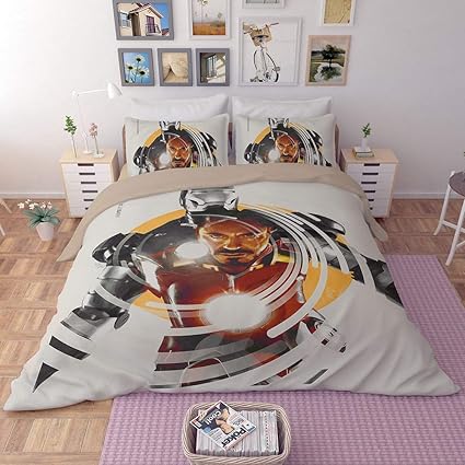 Evday 3d Iron Man Duvet Cover Set For Boys Bed Set Super Soft Microfiber Hero Design Kids Bedding 3piece Including 1duvet Cover 2pillowcases Queen