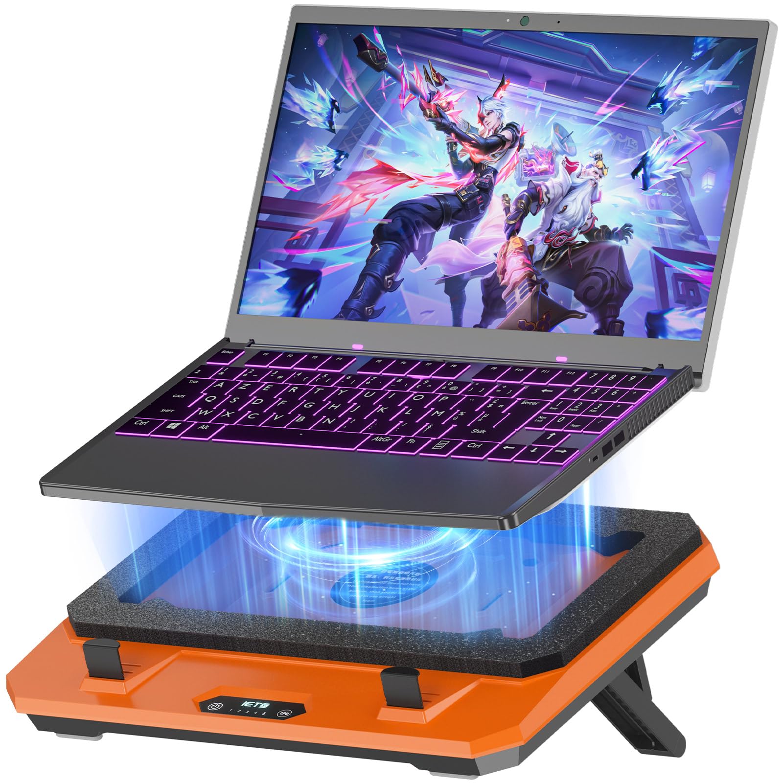 Photo 1 of IETS GT300 Upgraded Laptop Cooling Pad with Adjustable Stand, Turbo Boosted Cooler for Rapid Cooling 10-17inch Gaming Laptop, Flexible Sealing Ring?Featuring Air Filtration and USB Hub