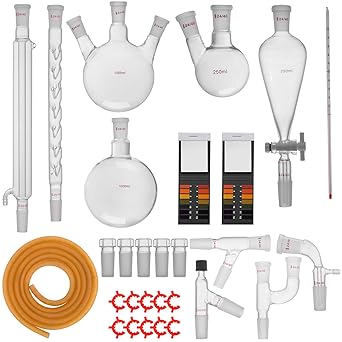 Vevor New Laboratory Glassware 24 40 Chemistry Glassware 29pcs Chemistry Lab Glassware Kit 250 1000ml For Distillations Separation Purification Synthesis 24 40 29pcs Amazon Com Industrial Scientific