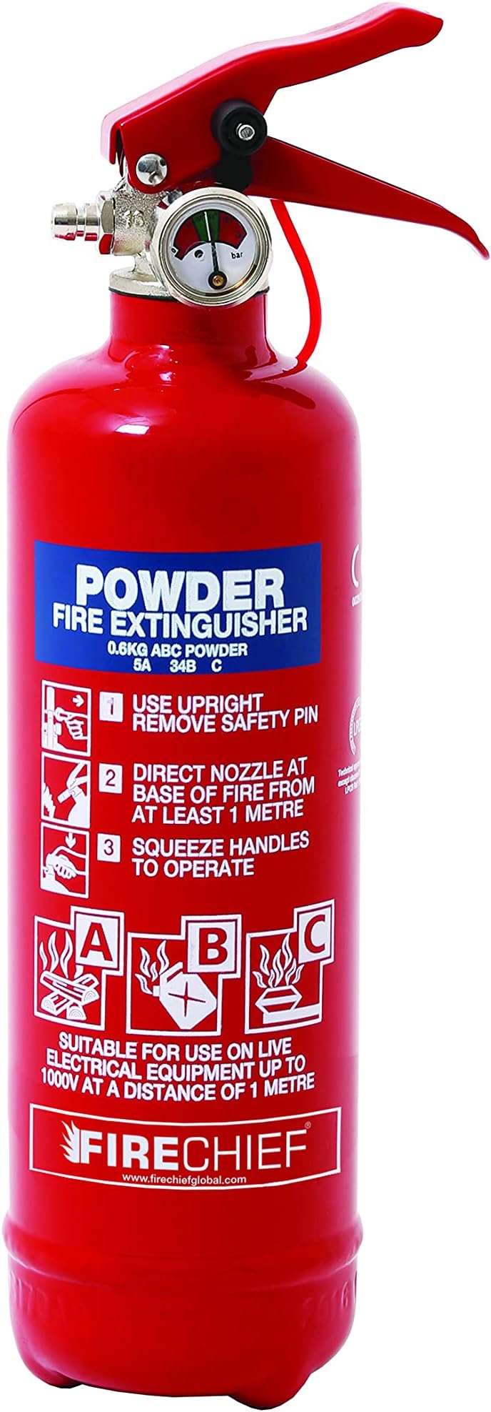 Firechief 600g ABC Powder Fire Extinguisher with Bracket – 5 Year Guarantee