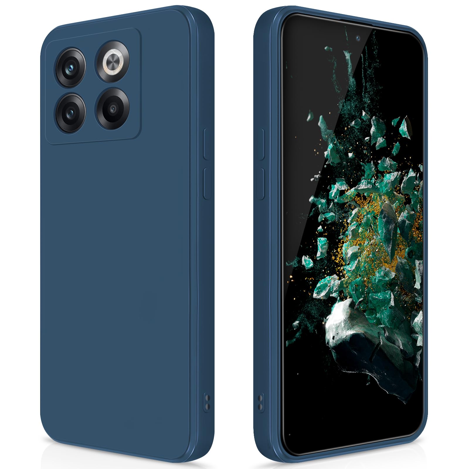 GiiYoon Case Compatible with OnePlus 10T, Silky-Soft Touch Full-Body Protective Phone Silicone Case, Shockproof Cover with Microfiber Lining, Blue — image 1