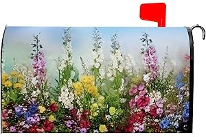 Sphragiyn Spring Summer Floral Mailbox Cover Magnetic Large Oversized Wildflowers Mailbox Wraps Post Letter Box Cover for Garden Yard Home Decor 25.5" x 21"
