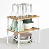 SONGMICS Spice Rack Set of 2 Expandable Stackable Shelf Organizer White/Natural view 7