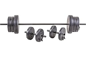 US Weight 105 Pound Barbell Weight Set for Home Gym| Adjustable Weight Set with Two Dumbbell Bars and Full 6 Ft Bar, Black