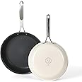 MARTHA STEWART Lockton 2 Piece 10" & 12" Heavy Gauge Aluminum Premium Nonstick Fry Pan Set - Linen