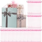 Sweetude 15 Pcs 24 x 30 Inches Extra Large Drawstring Organza Bags Mesh Gift Drawstring Pouches Mesh Gift Bags Jewelry Pouches for Party Wedding Favor Candy Bottle Sample (Pink)