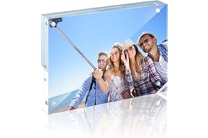 artgeeker Acrylic Photo Frame 5x7, 1 Pack Acrylic Picture Frame, Clear Double Sided Magnetic Picture Frame, Free Standing Acrylic Photo Frame, Gift for Family and Friend, Total Thickness 16mm.