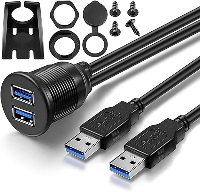 Dibiao Car Dashboard Panel Data Extension Cable 2 Ports 1m/3ft USB 3.0 Male to USB 3.0 Female Dibiao Car Dashboard Panel Data Extension Cable 2 Ports 1m/3ft USB 3.0 Male to USB 3.0 Female