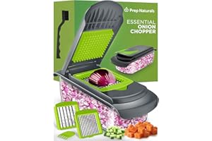 PrepNaturals Vegetable Chopper with Container, Veggie Chopper - Chopper Vegetable Cutter, Food Chopper & Onion Chopper - Onion Chopper Dicers, Choppers, Mandoline Slicer for Kitchen (2-in-1 Green)