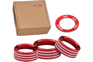 Jectam Air Conditioner Switch Button Knob Cover, Car Interior Accessories Radio Volume Control Knob, Aluminum Alloy Trim Rings Compatible with Dodge Challenger Durango 2015-2022