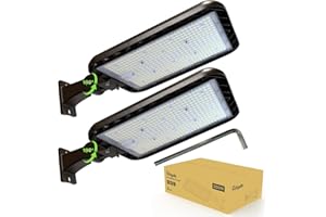 Glitgate 300W LED Parking Lot Lights 45000LM 5000K Adjustable Arm Mount Street Lights with Dusk to Dawn Photocell, 100-277V IP65 Outdoor Waterproof Commercial Area Lighting ETL Listed 2 Pack