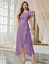 BeryLove Prom Dresses for Women Wedding Guest Ruffe