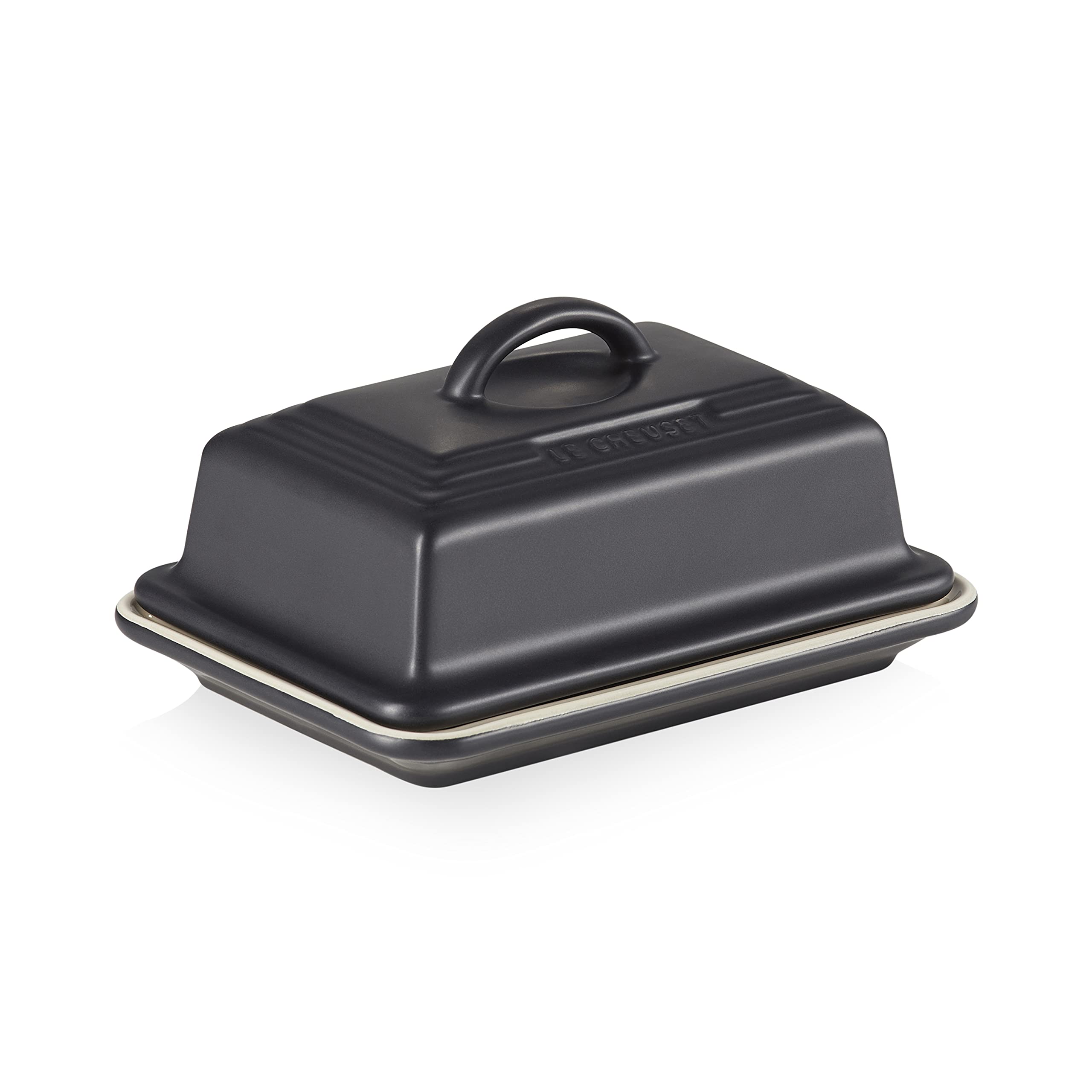 Le Creuset Stoneware Butter Dish, 900 g, 17 x 12.5 x 9 cm, Matte Black, 70837170000000