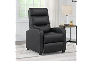 KISLOT Recliner Chair for Adults Push Back Armchair Home Theater Seating with Lumbar Support Single Sofa for Living Room, Black (PU Leather)