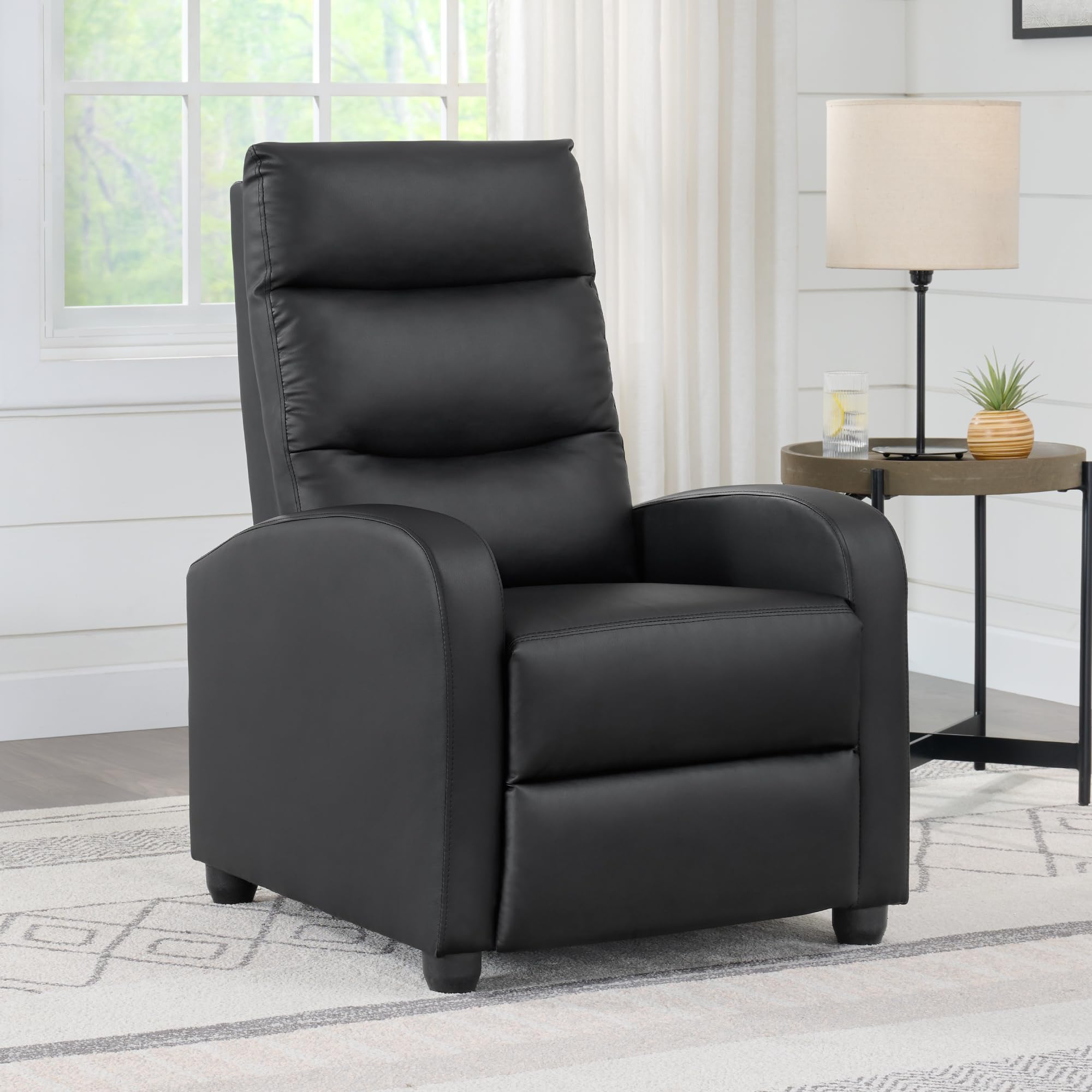 Photo 1 of (Used)(see images) KISLOT Recliner Chair for Adults Push Back Armchair Home Theater Seating with Lumbar Support Single Sofa for Living Room.Black(PU Leather)