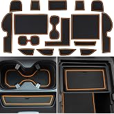 LOCOY Center Console Liner for Honda CRV Accessories 2023 2024 2025 2026 | for CR-V Cup Holder Mat, Door Slot Pad, Coaster Trim, Non-Slip Dust Interior, Custom Rubber Decoration Insert (17pcs, Orange)