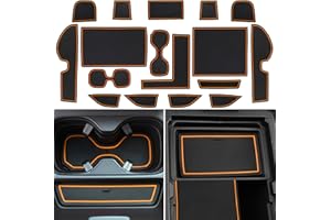 LOCOY Center Console Liner for Honda CRV Accessories 2023 2024 2025, for CR-V Cup Holder Mat, Door Slot Pad, Coaster Trim, Non-Slip Dust Interior, Custom Rubber Decoration Insert (17pcs, Orange Trims)