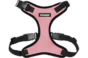 Voyager Step-in Lock Pet Harness - All Weather Mesh, Adjustable Step in Harness for Cats and Dogs by Best Pet Supplies - Pink/Black Trim, S
