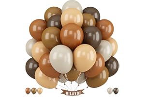 HILAVO Brown Balloons Set 12 Inch Retro Brown Khaki Cream Balloons 35 Pcs Mocha Cocoa Coffee Brown Sand White Apricot Beige Nude Balloons for Neutral Bear Bridal Baby Shower Birthday Party Decorations