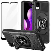 Ailiber for TCL Alcatel 30Z T602DL/30 LE Stand Case, Screen Protector-Black | Flexible Stable Ring Kickstand Holder Military-Grade Drop Protection, Build-in Metal for Magnet Car Mount Armor Cover