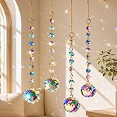 YouerCrystal Window Sun Catcher Hanging - Glass Prism Rainbow Maker with Crystal Bead Chain, Suncatcher for Windows, Colorful Light Reflector Decor for Home Bedroom Balcony Garden Graduation Gifts