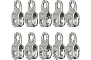SHINICO 4 Pack Small Snatch Cable Pulley Block for 7mm / 0.29 Inch Wire Rope, Single Pulley Wheel Bearing Inside, Load 70 Lb 