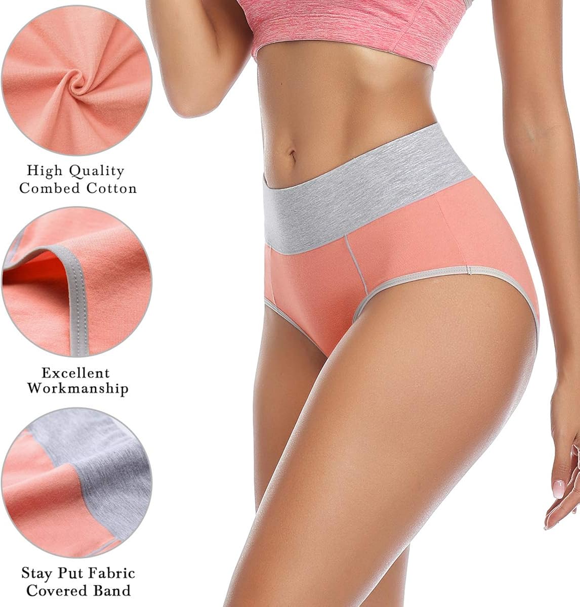 wirarpa Women's Cotton Underwear High Waist Stretch Briefs Soft Underpants Breathable Ladies Panties 4 Pack at  Women’s Clothing store