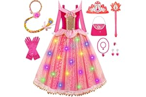 Meland Princess Dresses for Girls - Light Up Princess Dress Up for 3-10 Year Old, Costume for Girls Halloween Birthday