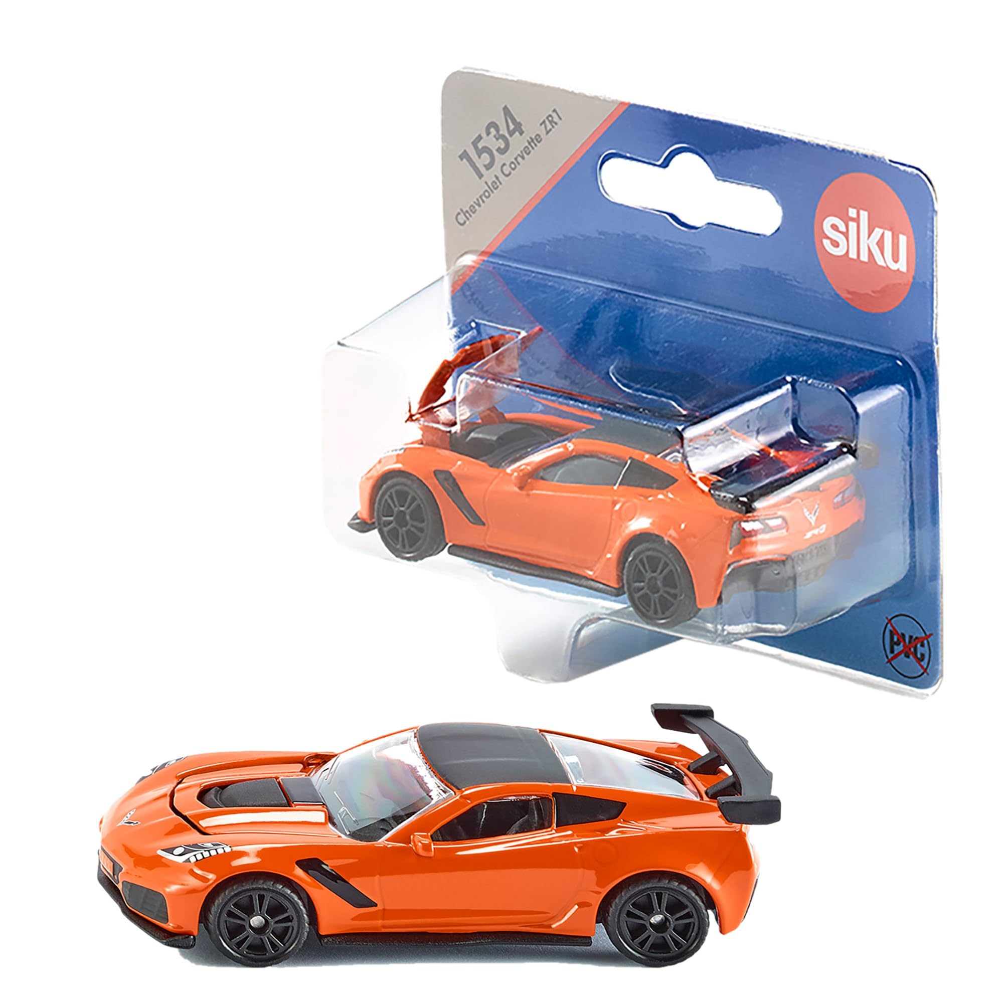 siku 1534, Chevrolet Corvette ZR1, Orange,Black, Opening bonnet, Toy vehicle for children