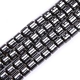 GEM-Inside Black Hematite Non-Magnetic Gemstone Losse Beads Natural 8mm Drum Shape Energy Stone Power Beads for Jewelry Making 15"