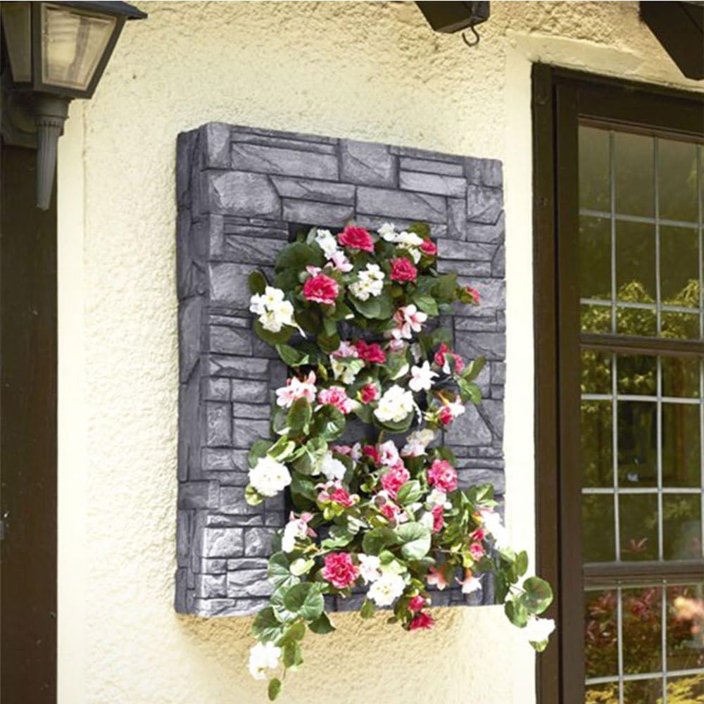 Stone Effect Wall Planter Indoor or Outdoor Decorative Plaque Greystone