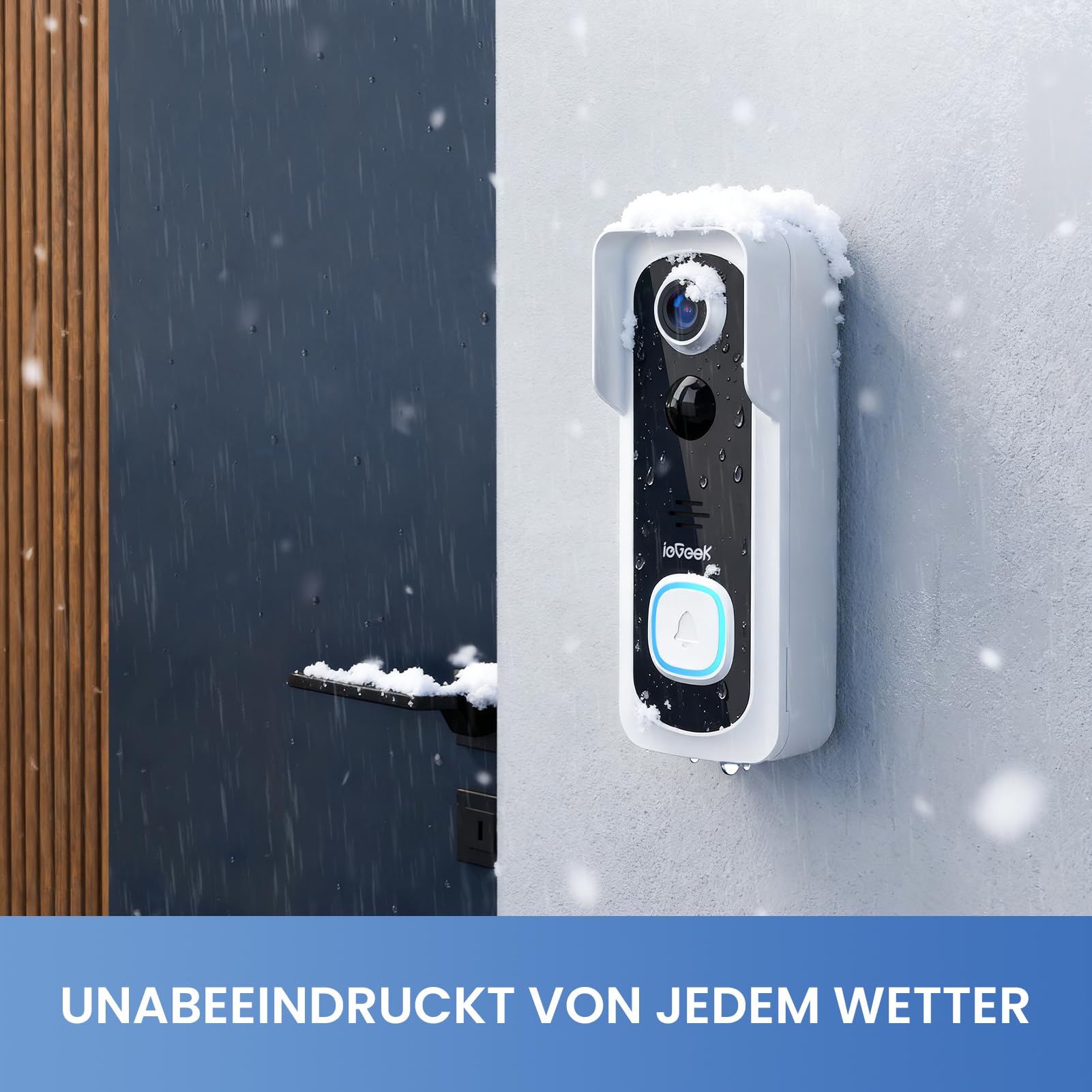 ieGeek 2K Video-Türklingel mit Kamera Kabellos, IP66 Wasserdicht, Intelligente AI Bewegungserkennung, Nachtsicht, Keine Abokosten, Kompatibel Mit Alexa, 2,4GHz WLAN, Inklusive Indoor-Klingel (Weiß) 7