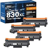 Timink TN830XL Toner Cartridge Replacement for Brother TN830XL TN830 4 Pack | High Yield Black Toner for HL-L2460DW, DCP-L2640DW, MFC-L2820DW, HL-L2405W, HL-L2480DW Printer, 3000 Pages Each ISO Certified